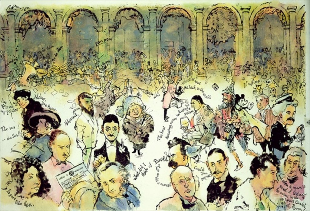 Detail of Famous Faces Outside Florian's in the Piazza San Marco, Venice, c.1990 by George Adamson