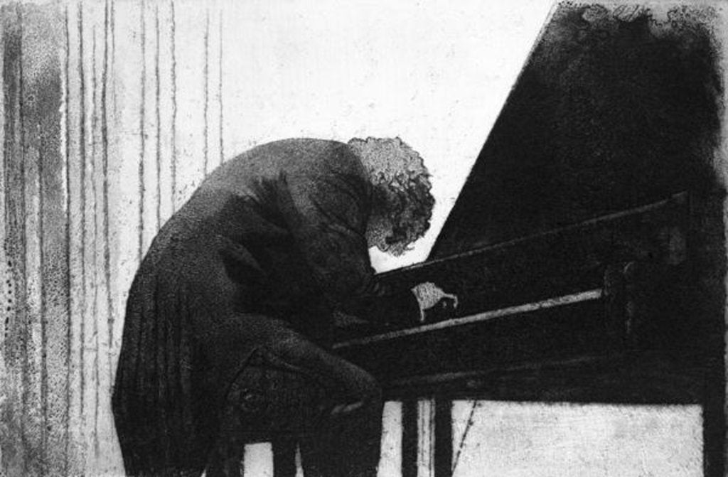 Detail of John Ogdon at the Piano in the Great Hall, Exeter University, 1979 by George Adamson