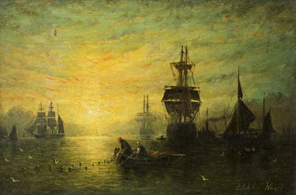 Detail of Sunset with Boats, 1875 by William Adolphus Knell