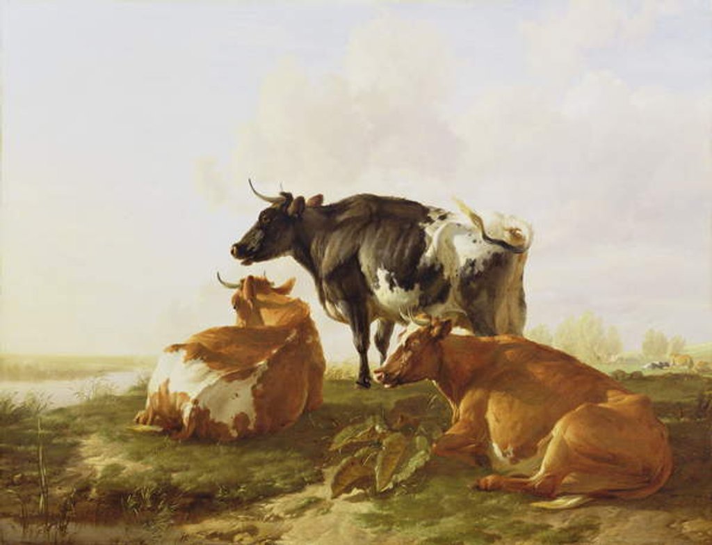 Detail of Cattle in a River Landscape by Thomas Sidney Cooper