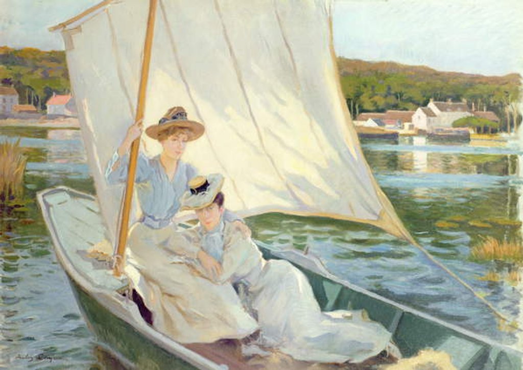 Detail of Ladies in a Sailing Boat by Jules Cayron