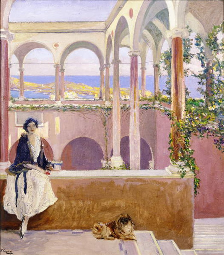 Detail of On the Riviera, 1920 by John Lavery