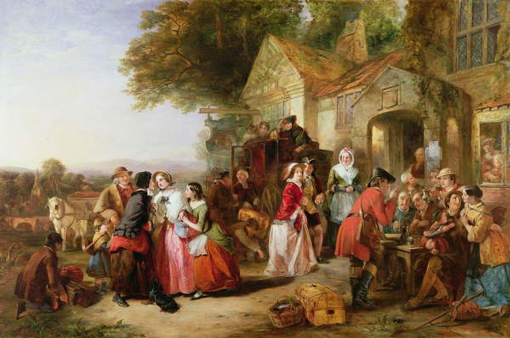 Detail of Travellers outside a tavern, 1850 by Thomas Falcon Marshall