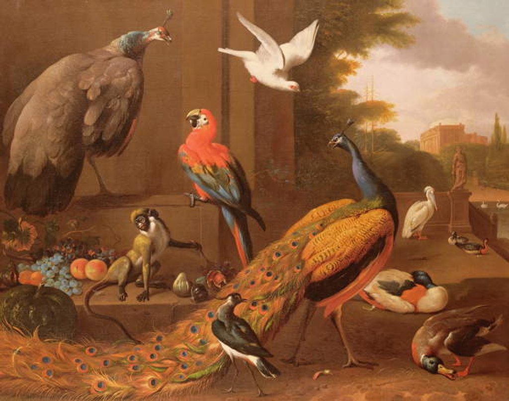 Detail of Birds in a landscape by Melchior de Hondecoeter