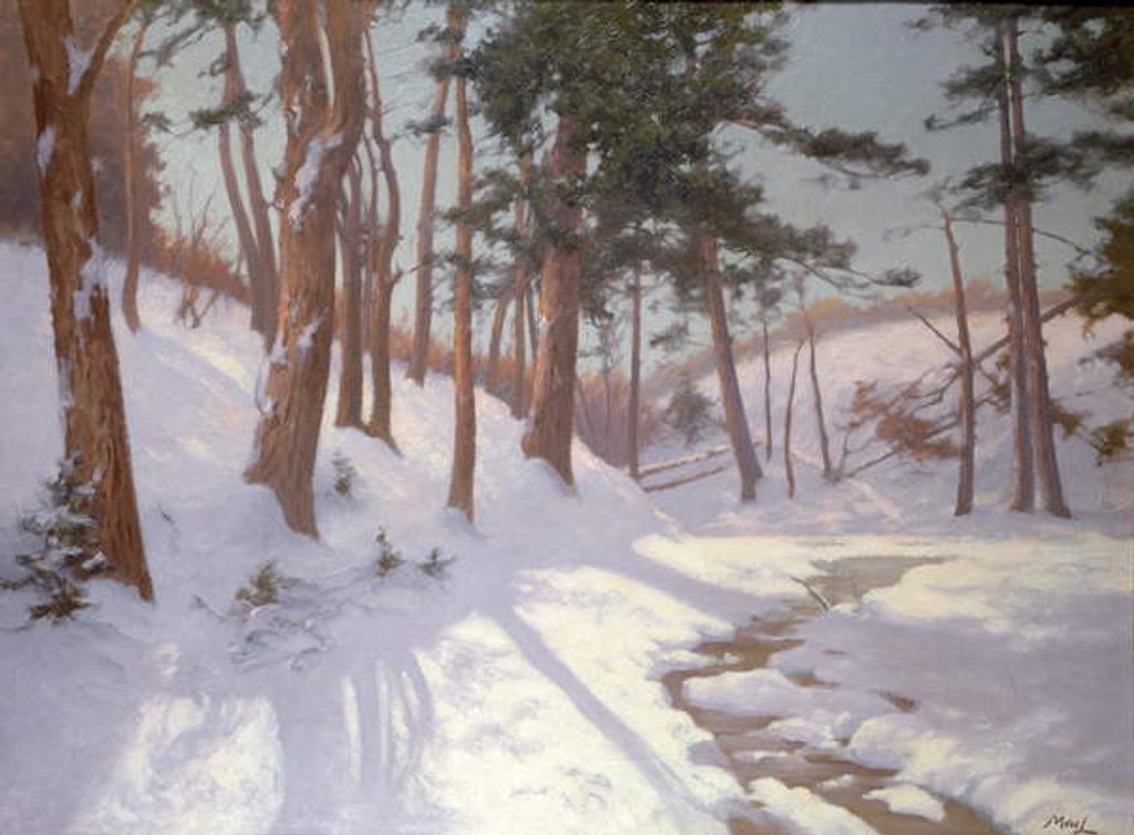 Detail of Winter woodland with a stream by James MacLaren
