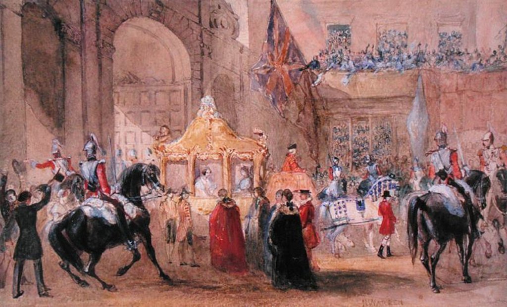 Detail of The Lord Mayor Standing Ready to Greet Queen Victoria at Temple Bar in 1837 by Henry Warren