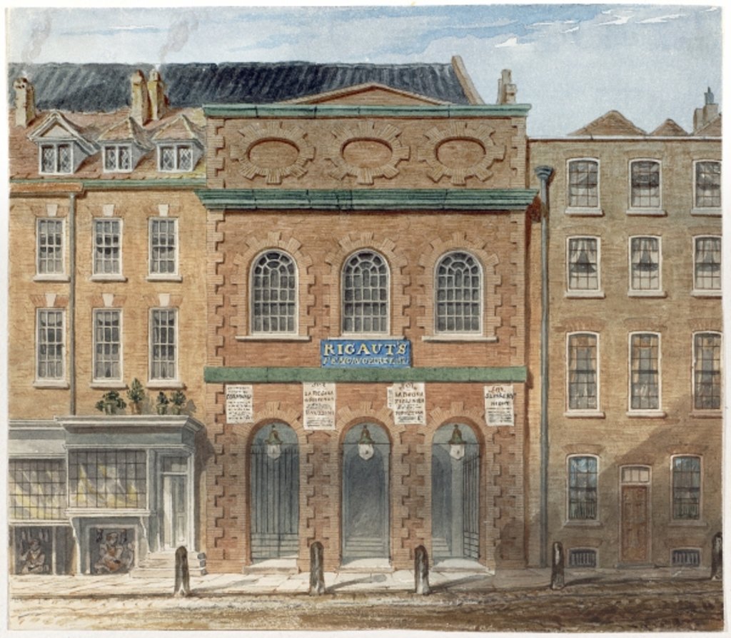 Detail of The first Opera House in the Haymarket, burnt down in 1789 by William Capon