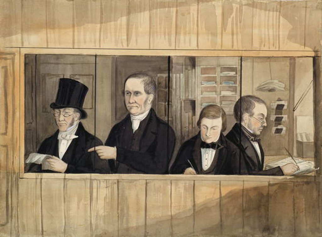 Detail of Interior of the Office of Messrs. Charles Greenwood and Company, c.1840 by English School