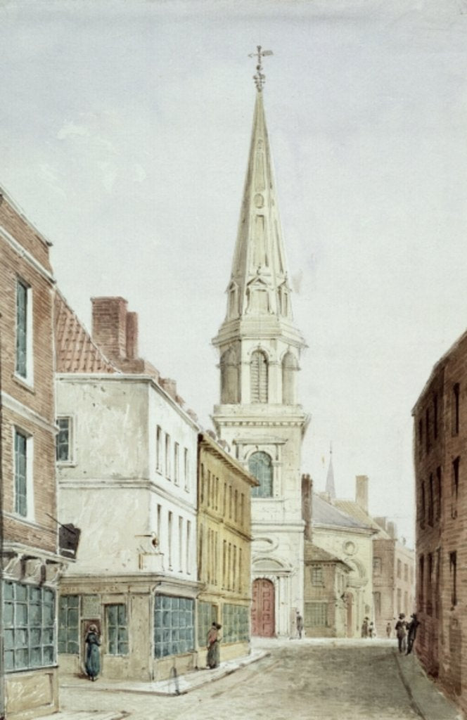 Detail of St. Antholin's Church, a View from the West along Watling Street, c.1850 by English School