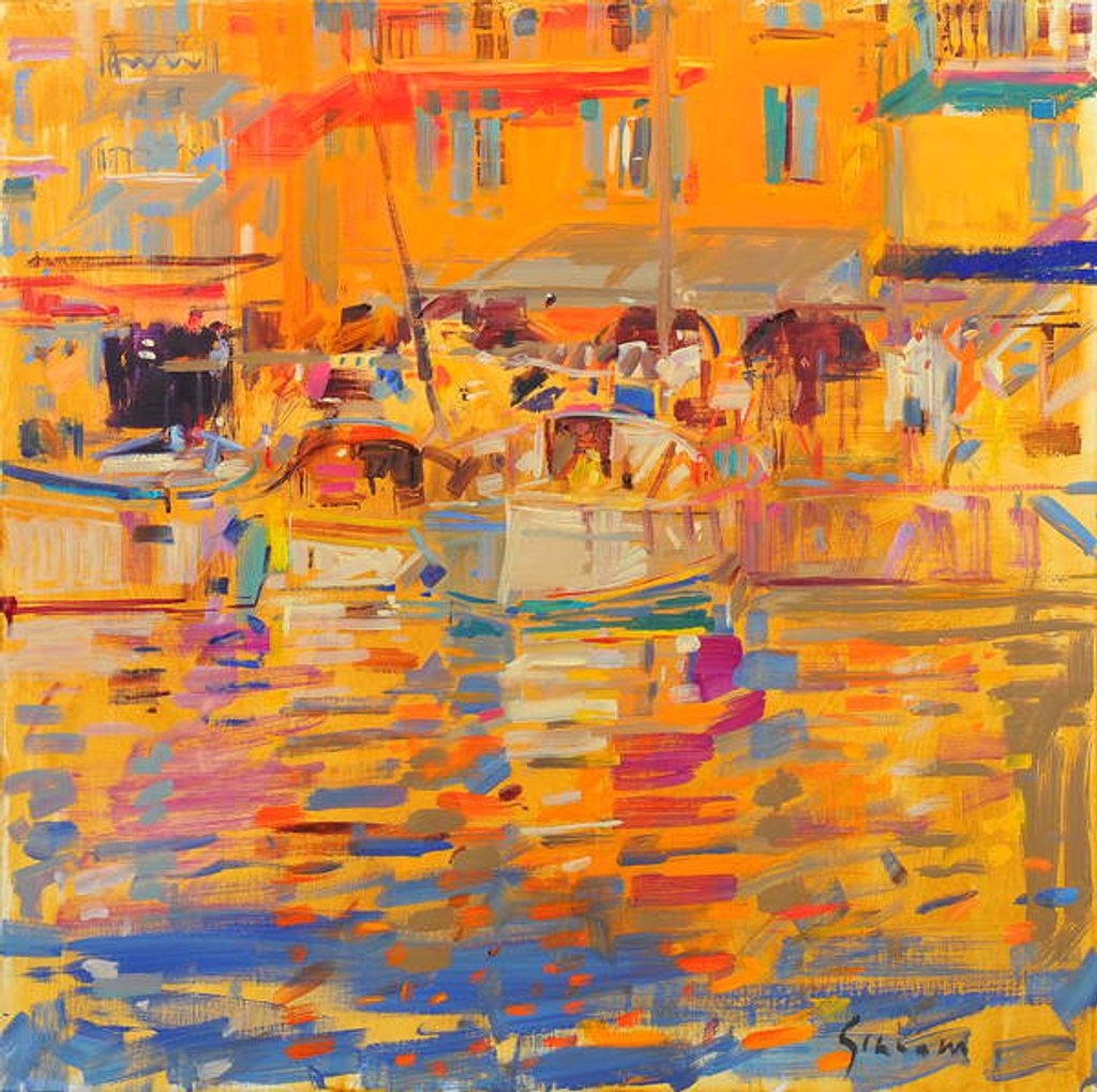 Detail of Boats in Harbour, Saint-Tropez by Peter Graham