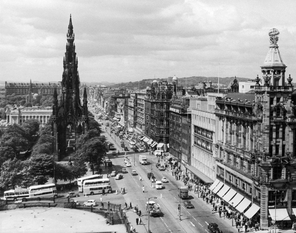 Detail of Aerial view of Princes Street in Edinburgh by Anonymous