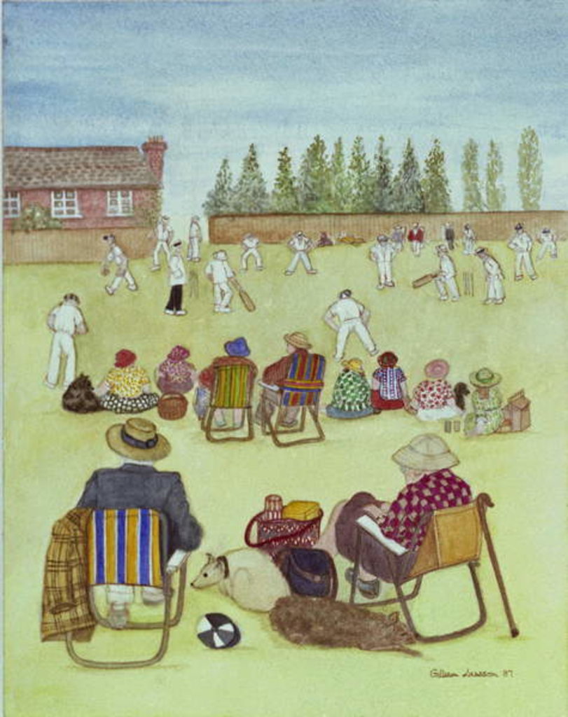Detail of Cricket on the Green, 1987 by Gillian Lawson