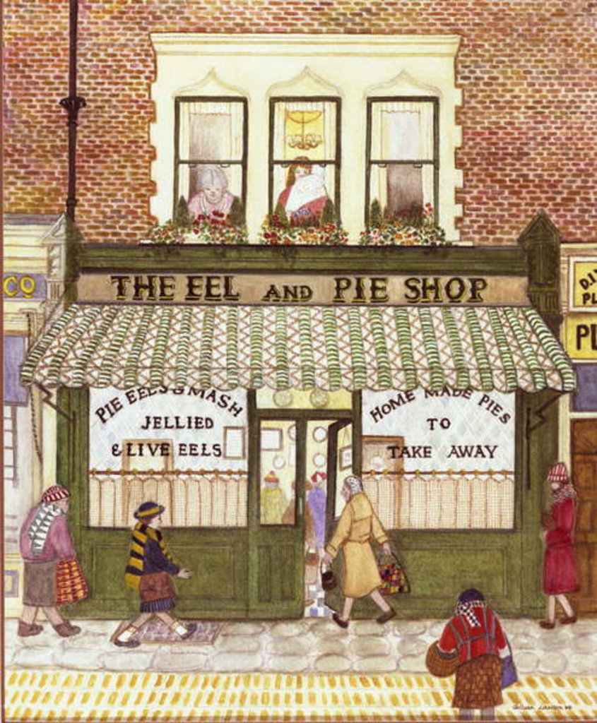 Detail of The Eel and Pie Shop, 1989 by Gillian Lawson