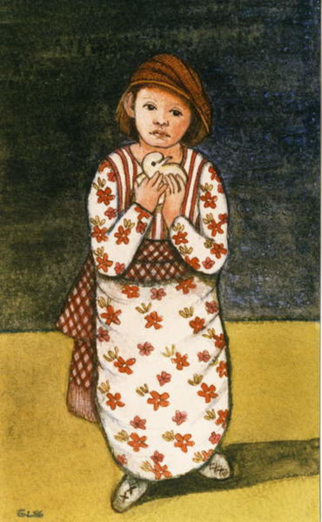 Detail of Girl with Dove, 1986 by Gillian Lawson