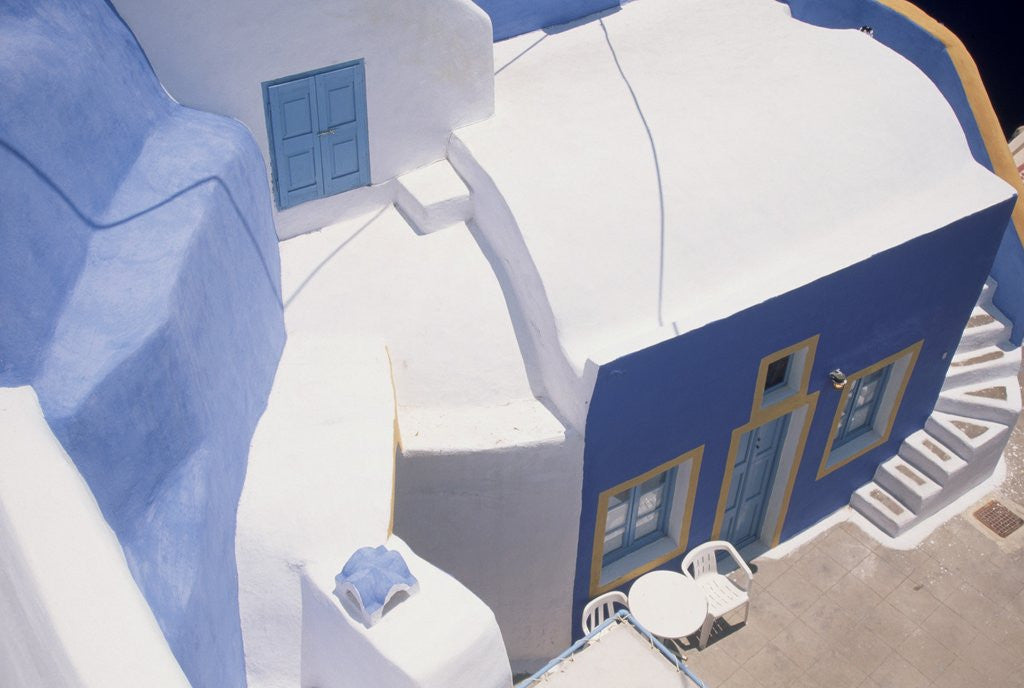 Detail of Traditionally Painted Greek House in Oia by Anonymous