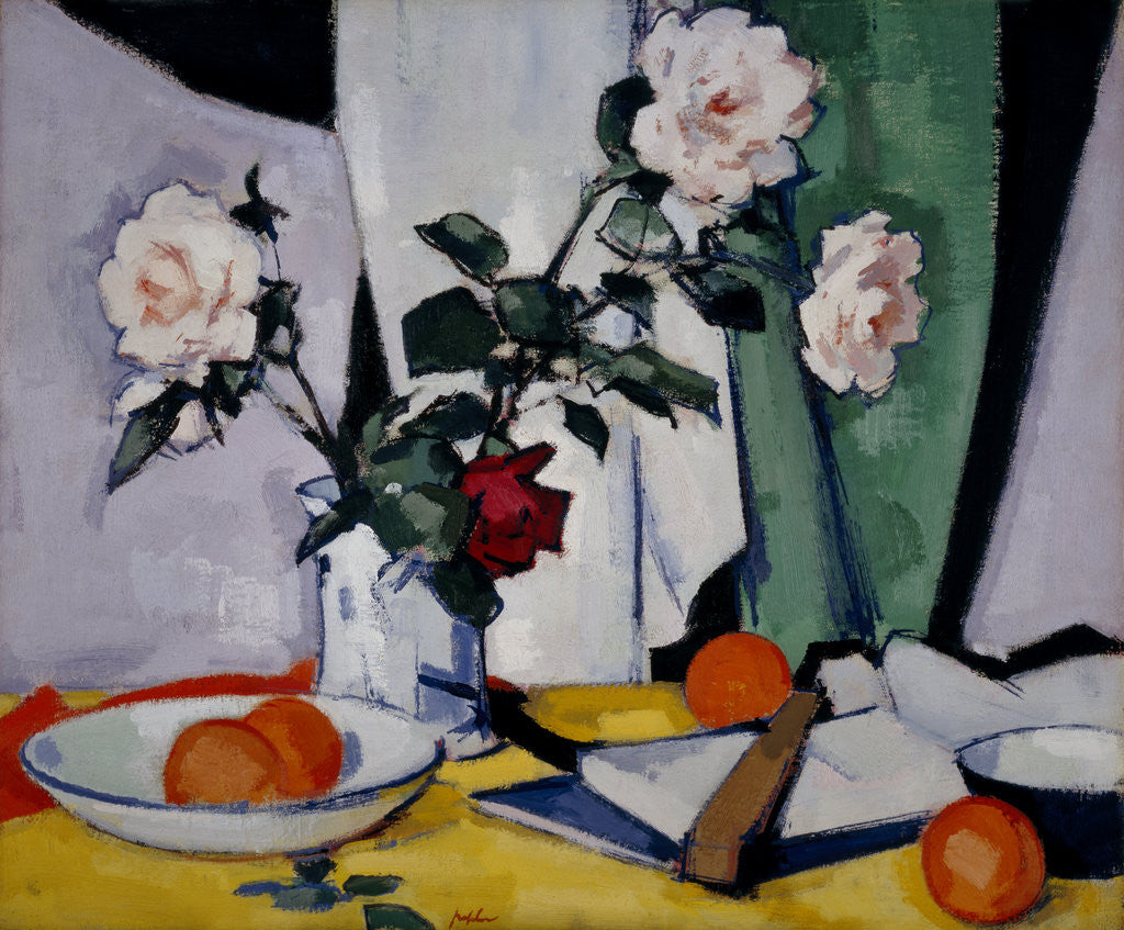 Detail of Roses [verso: Portrait of a Woman] by Samuel John Peploe