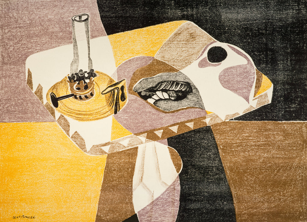 Detail of Still Life with Oil Lamp by Robert MacBryde