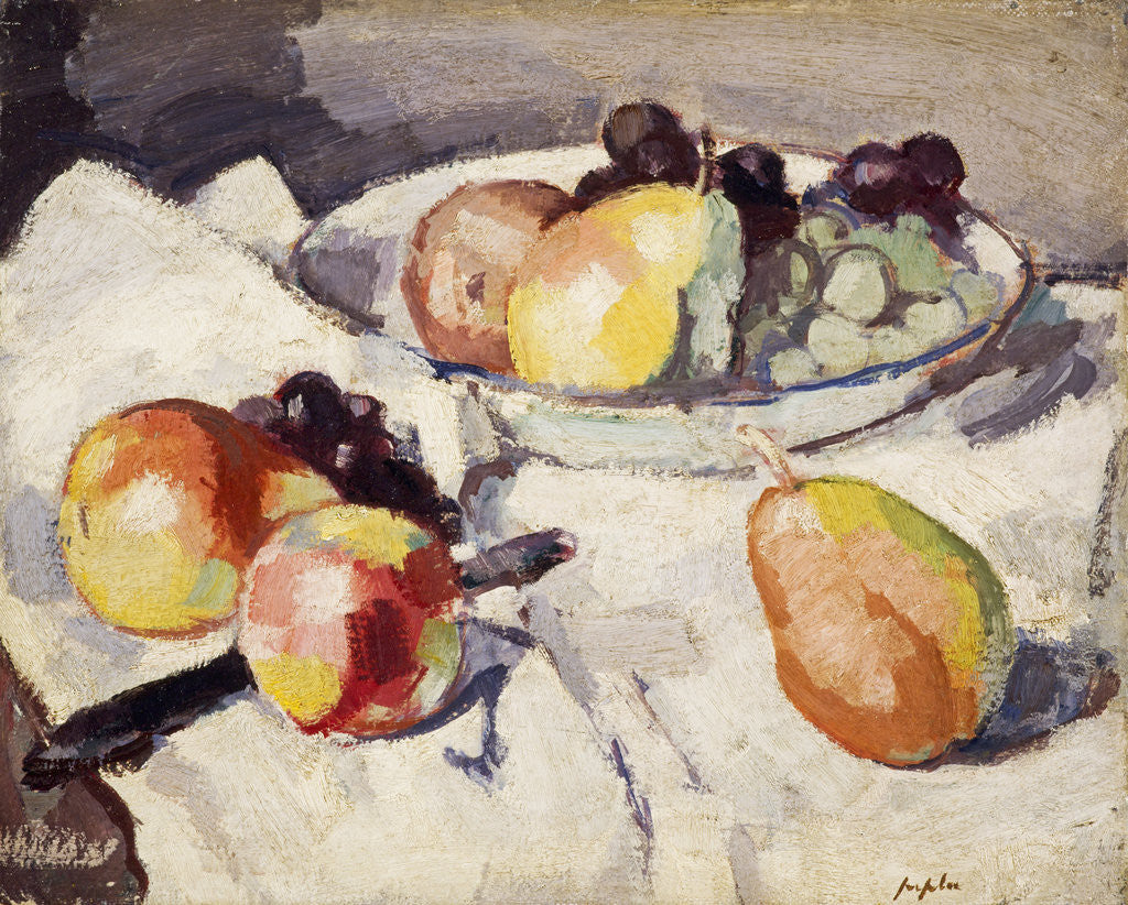 Detail of Still Life, Pears and Grapes [verso: Flowers (unfinished)] by Samuel John Peploe