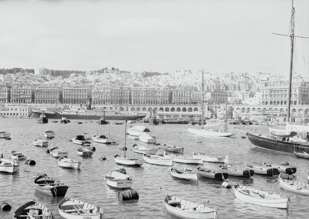 Detail of Boats in Harbor Outside City by Anonymous