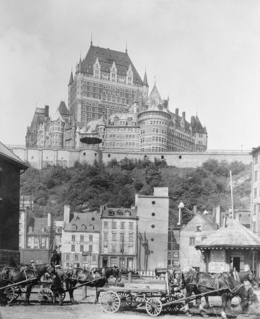 Detail of Chateau Frontenac Above Town by Anonymous