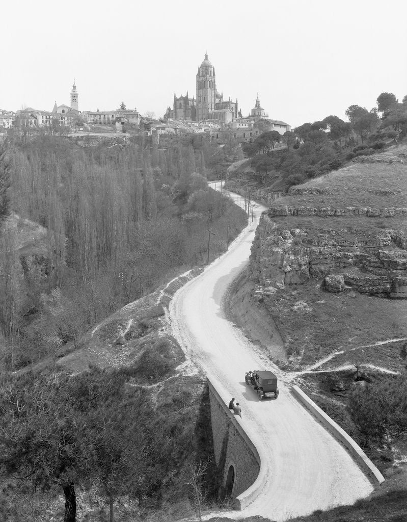 Detail of Road and Segovia Cathedral by Anonymous