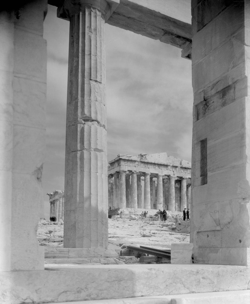 Detail of View of Workers at Parthenon Building Site by Anonymous
