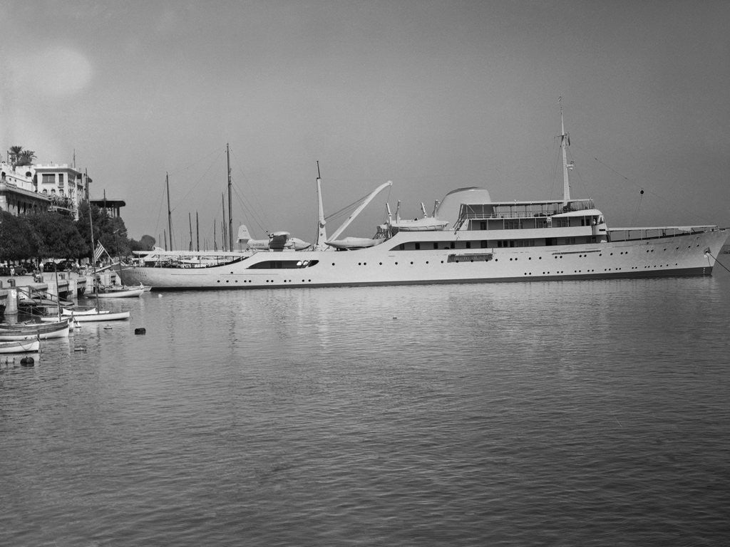 Detail of Onasis Yacht Docked Near Shore by Anonymous