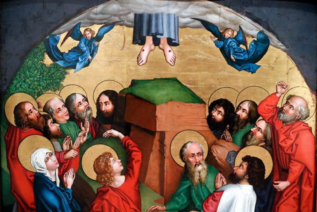 Detail of The Feast of the Ascension of Jesus Christ by Martin Schongauer