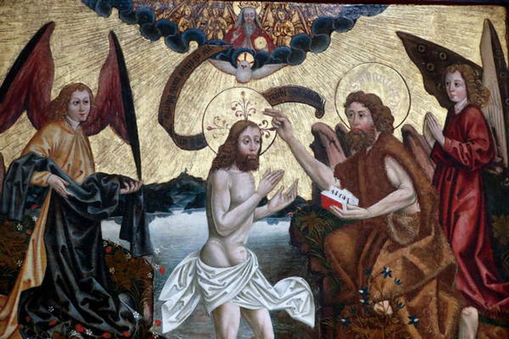 Detail of The baptism of Jesus by John the Baptist by Martin Schongauer