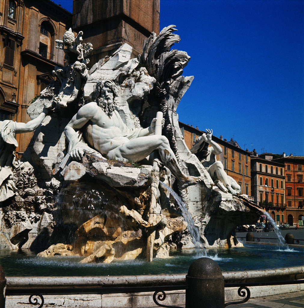 Detail of Fountain of Trevi by Anonymous