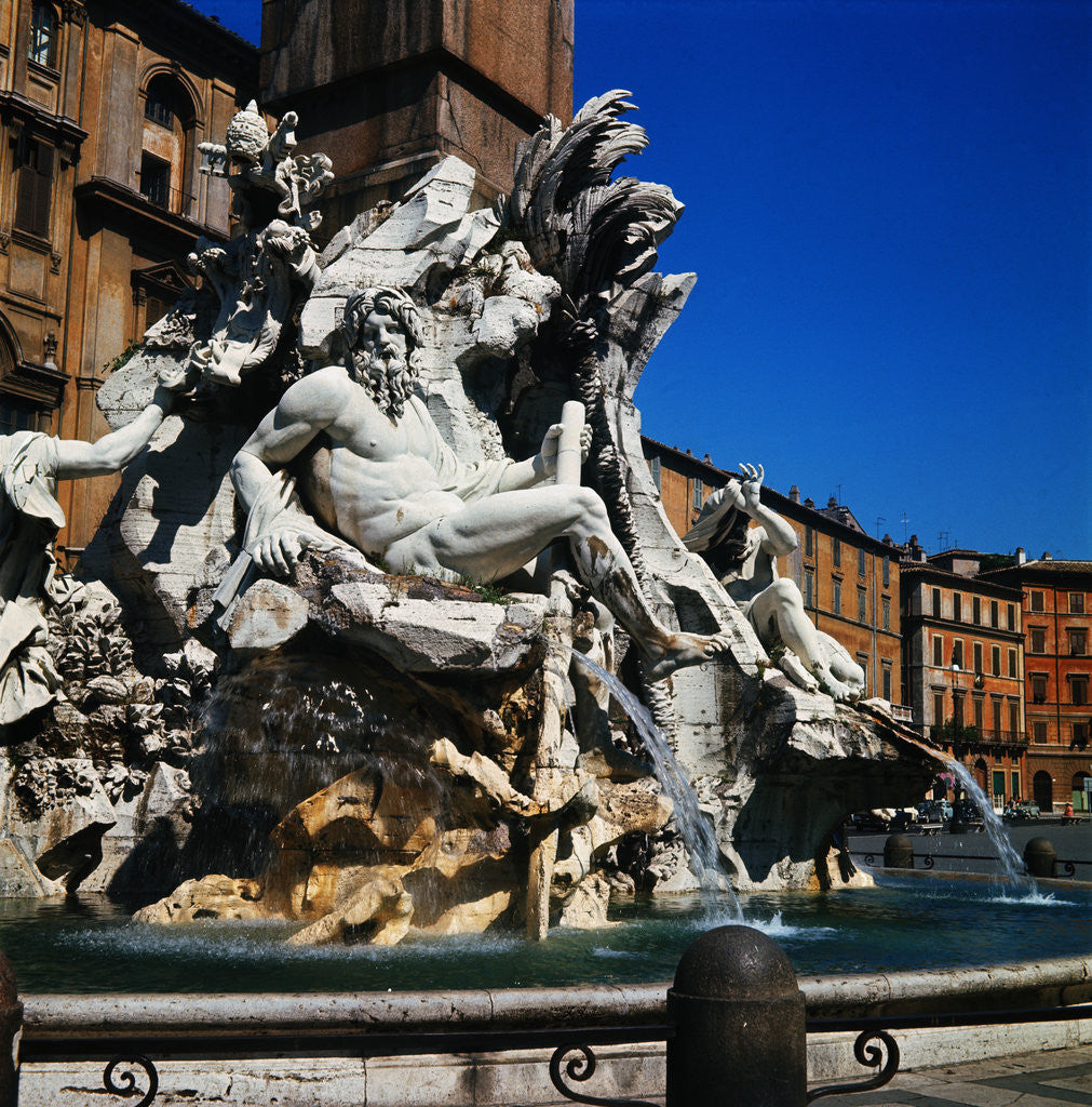 Detail of Fountain of Trevi by Corbis