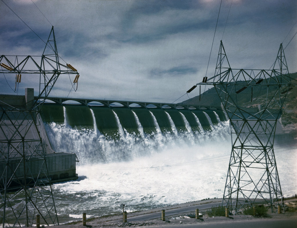 Detail of Water Flowing Over Spillway of Grand Coulee Dam by Anonymous