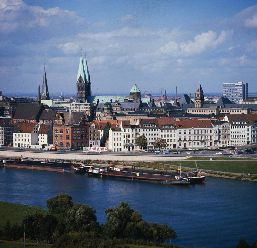 Detail of Weser River and Bremen in Germany by Corbis