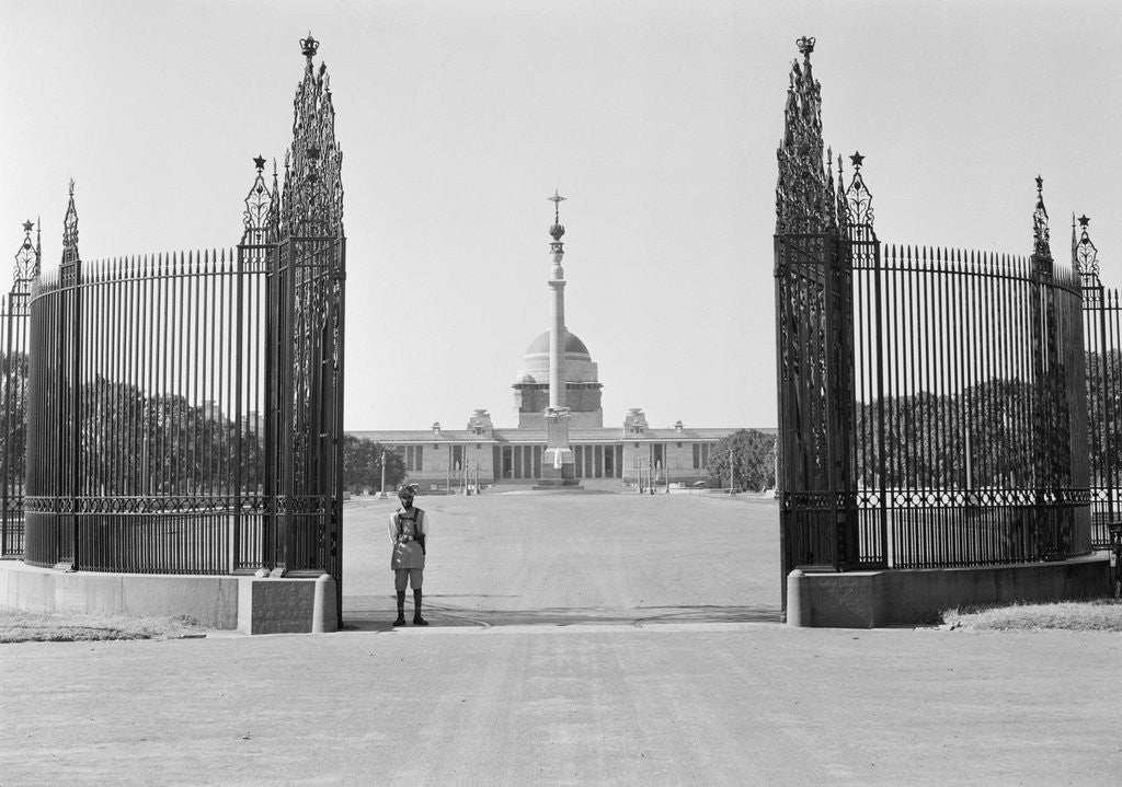 Detail of Lone Guard in Front of Viceroy's House by Corbis