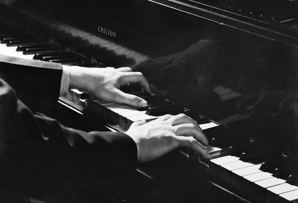 Detail of Hands Playing Keys of Chilton Piano by Anonymous