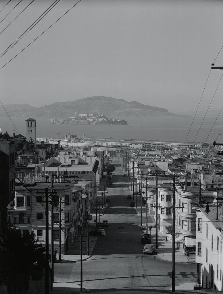 Detail of View of Alcatraz Island from Russian Hill by Anonymous