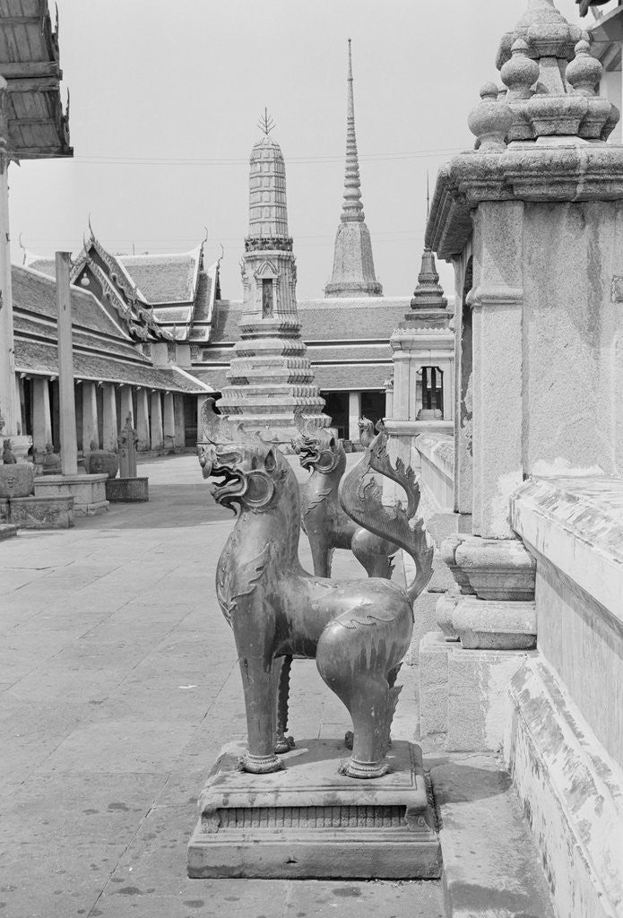 Detail of Statues and Bangkok Buildings by Anonymous