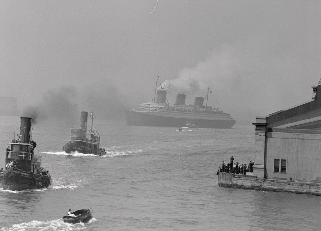 Detail of Normandie Sailing Past Battery Park by Anonymous