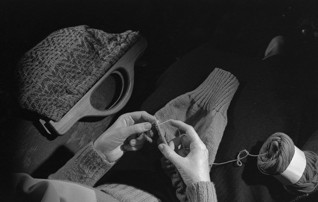 Detail of Girl Knitting by Corbis