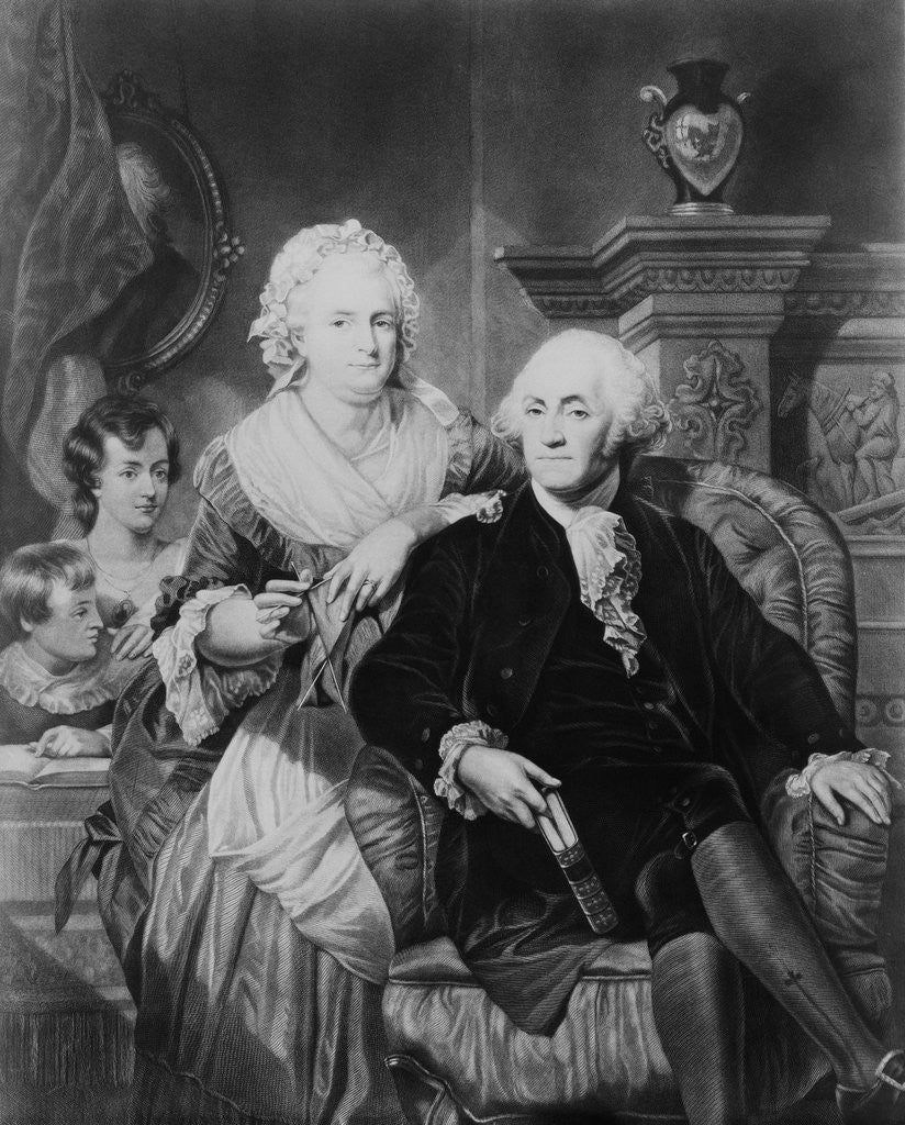 Detail of George Washington with Wife and Two Children by Corbis