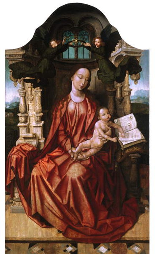 Detail of Loire Atlantique N* 133 - Nantes - Musee Dobree - “The Virgin and Child” - Painting of Flanders of the 15th century by Anonymous