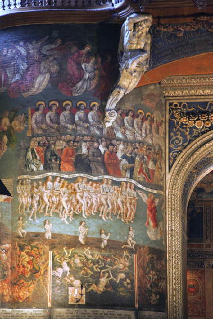Detail of France, Tarn, Albi, Cathedrale Sainte-Cecile, the frescoes of the Last Judgement, its composition is read in three registers: heaven-earth-hell by Anonymous