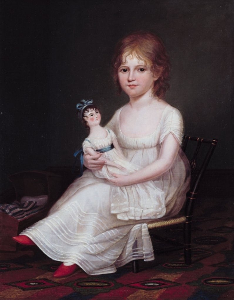 Detail of A Girl Holding a Doll, 1804 by James the Elder Peale