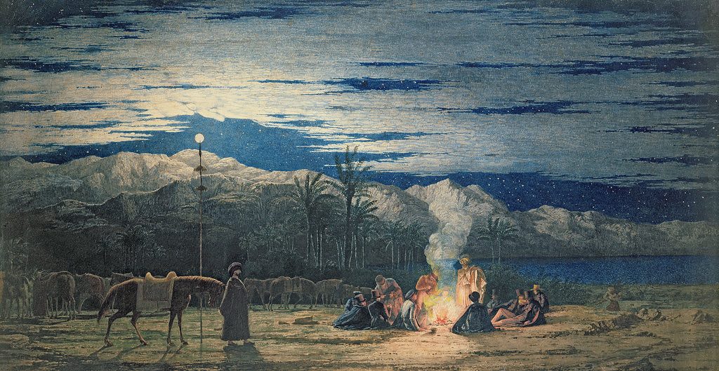 Detail of Artist's Halt in the Desert by Moonlight by Thomas Birchall