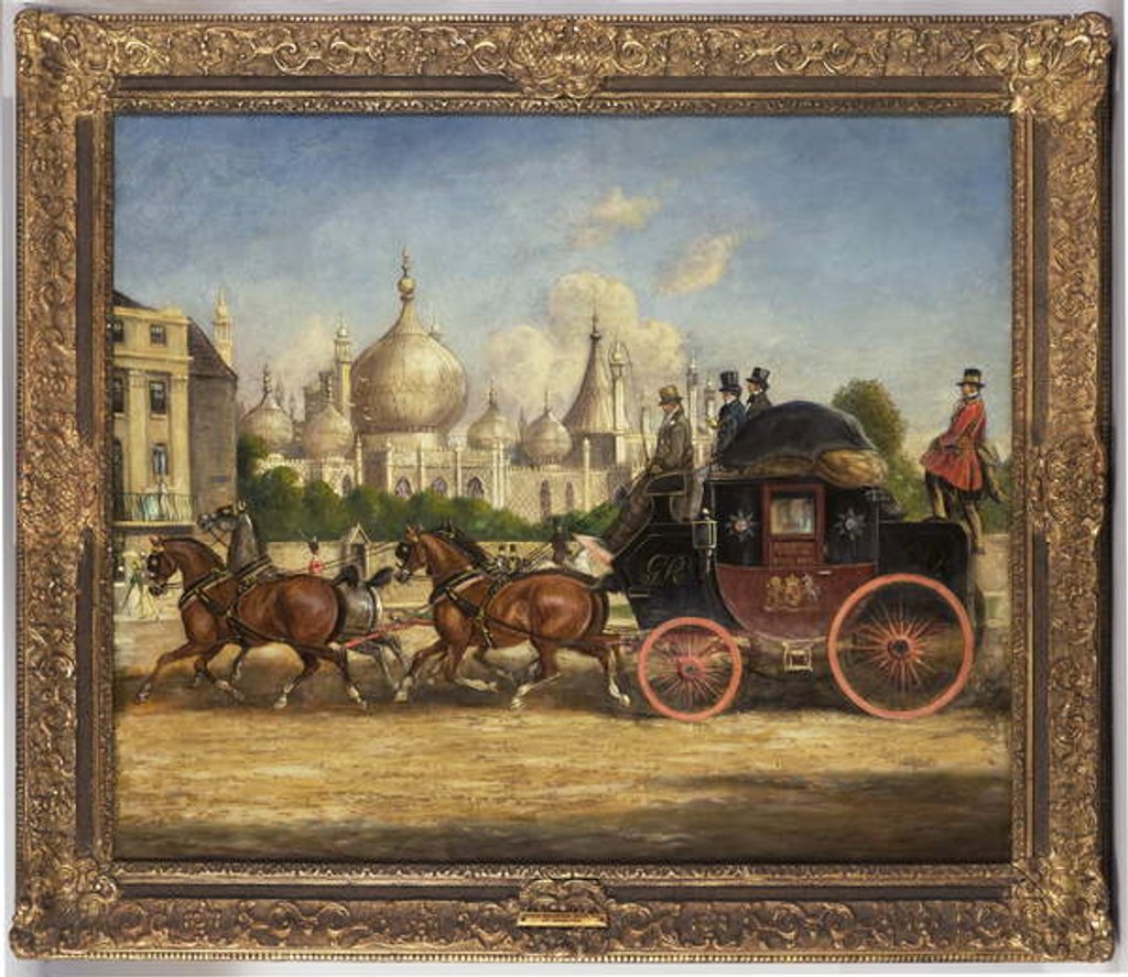 Detail of The London-Brighton mail coach in front of the Royal Pavilion, Brighton by Charles Cooper Henderson