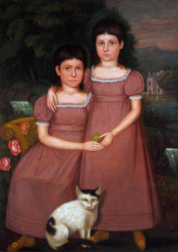 Detail of Hamilton Sisters with Cat, 1825 by American School