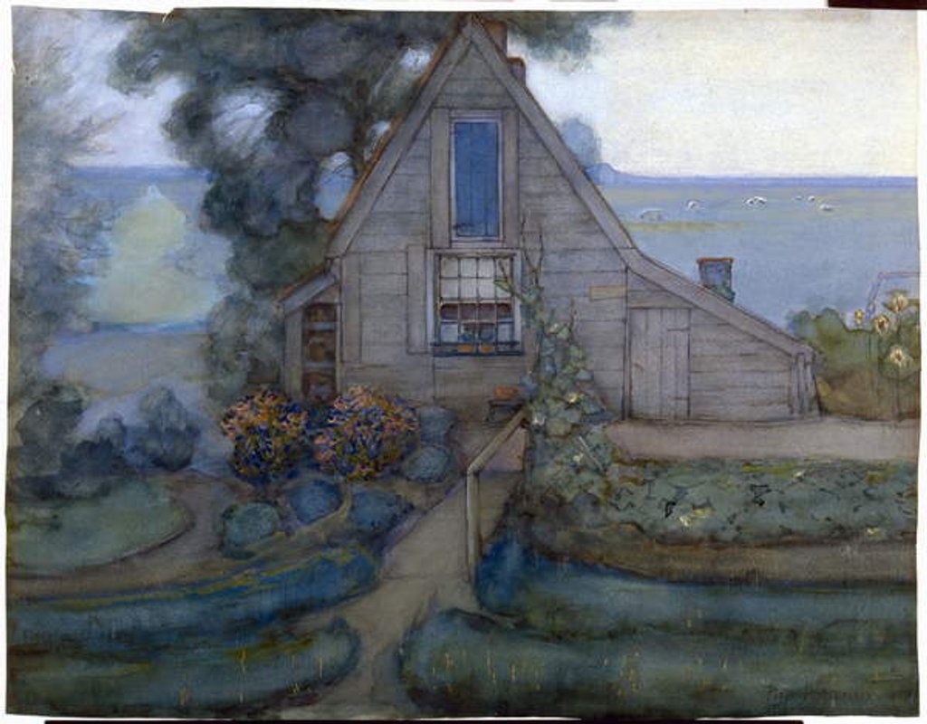 Detail of Triangulated Farmhouse Facade with Polder in Blue, c.1900 by Piet Mondrian