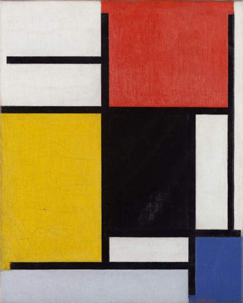Detail of Composition with red, yellow, black, blue and grey, 1921 by Piet Mondrian