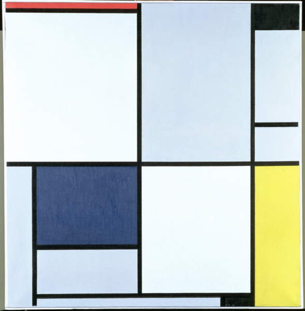 Detail of Tableau 1, with Red, Black, Blue and Yellow, 1921 by Piet Mondrian