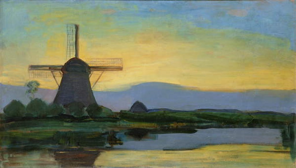 Detail of Oostzijdse Mill with Extended Blue, Yellow and Purple Sky, c.1907-early 1908 by Piet Mondrian